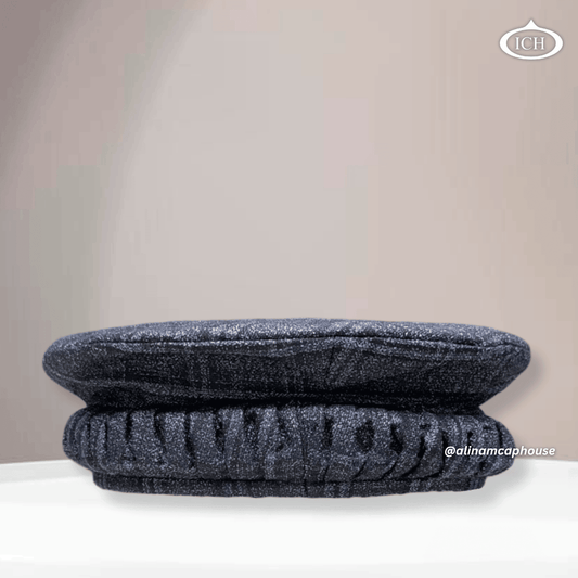 grey Afghani cap, Islamic prayer topi, traditional Afghan design, subtle hue