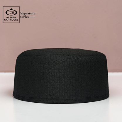 Front view of AL INAM Islamic Prayer Cap ICH-0000-A09 showcasing lightweight comfort, elegant craftsmanship and classic Muslim prayer cap styling for namaz and daily use.