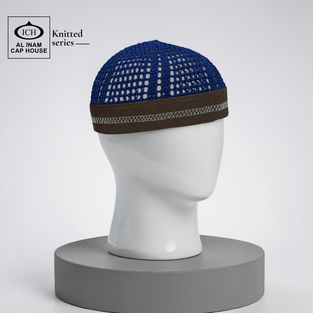 AL INAM CAP BLUE & BROWN | ICH-0001-N29
