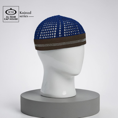 AL INAM CAP BLUE & BROWN | ICH-0001-N29