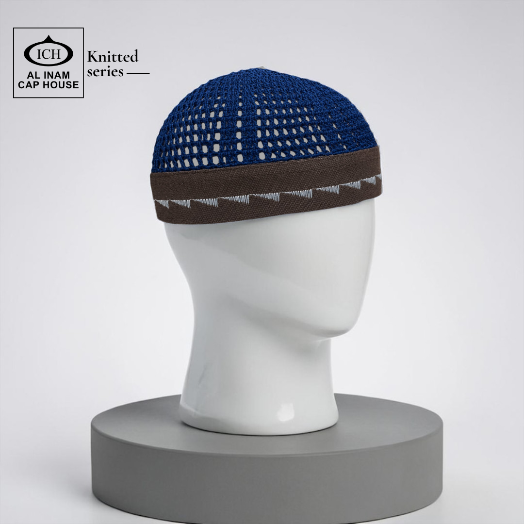 AL INAM CAP BLUE & BROWN | ICH-0002-N29
