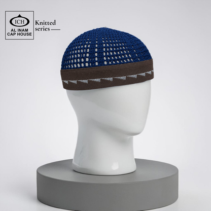 AL INAM CAP BLUE & BROWN | ICH-0002-N29