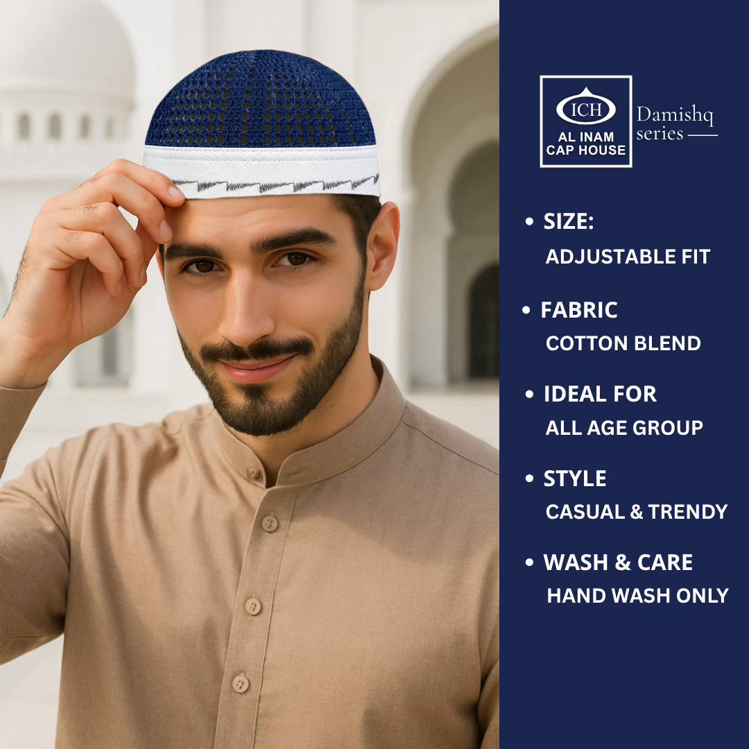 AL INAM CAP BLUE & WHITE | ICH-0001-N29