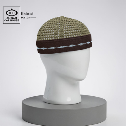 AL INAM CAP OLIVE GREEN & BROWN | ICH-0002-N29