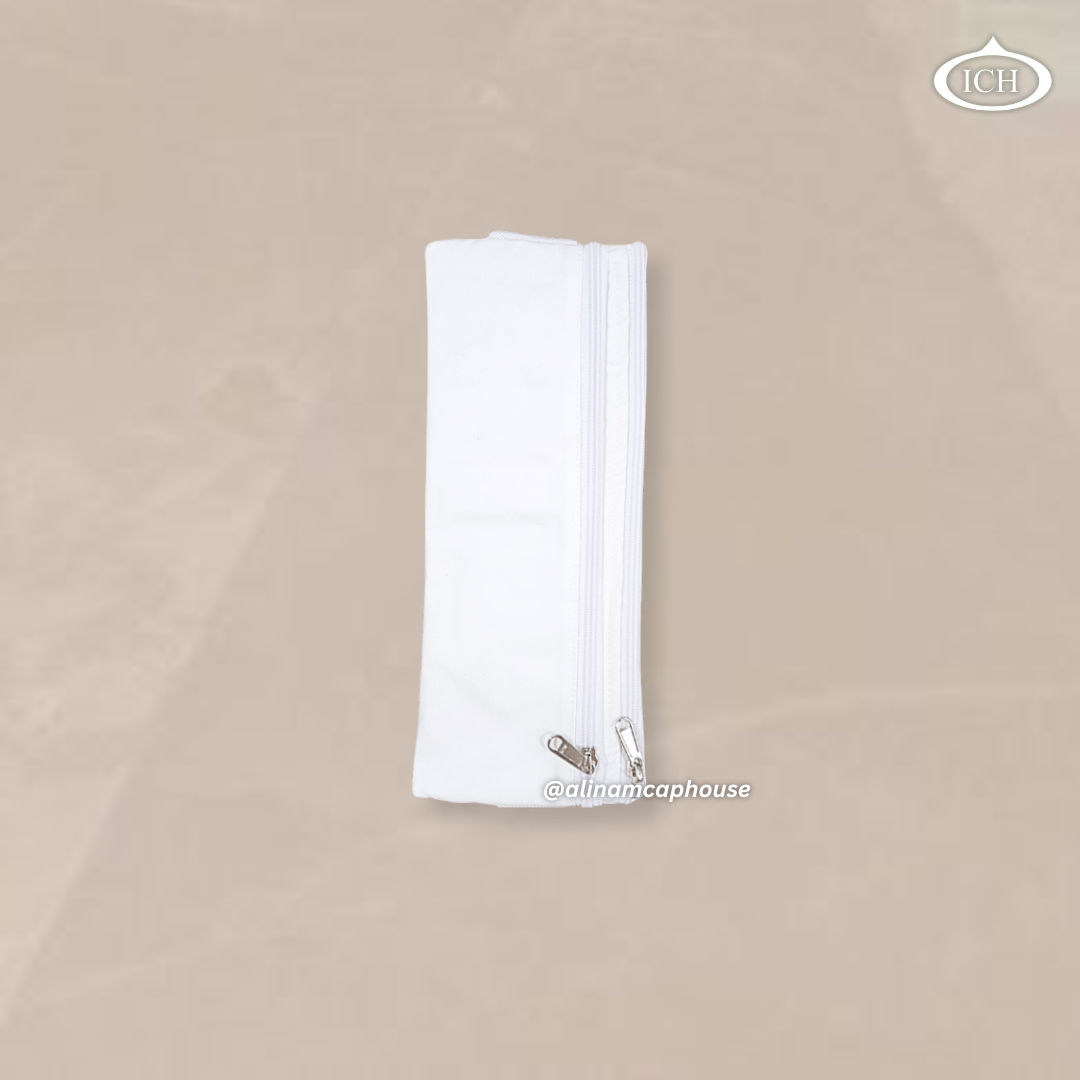 AL INAM Ahram Belt ICH-0010-H10 for Hajj pilgrims, adjustable waist strap, multiple secure pockets, lightweight breathable fabric, available in white.