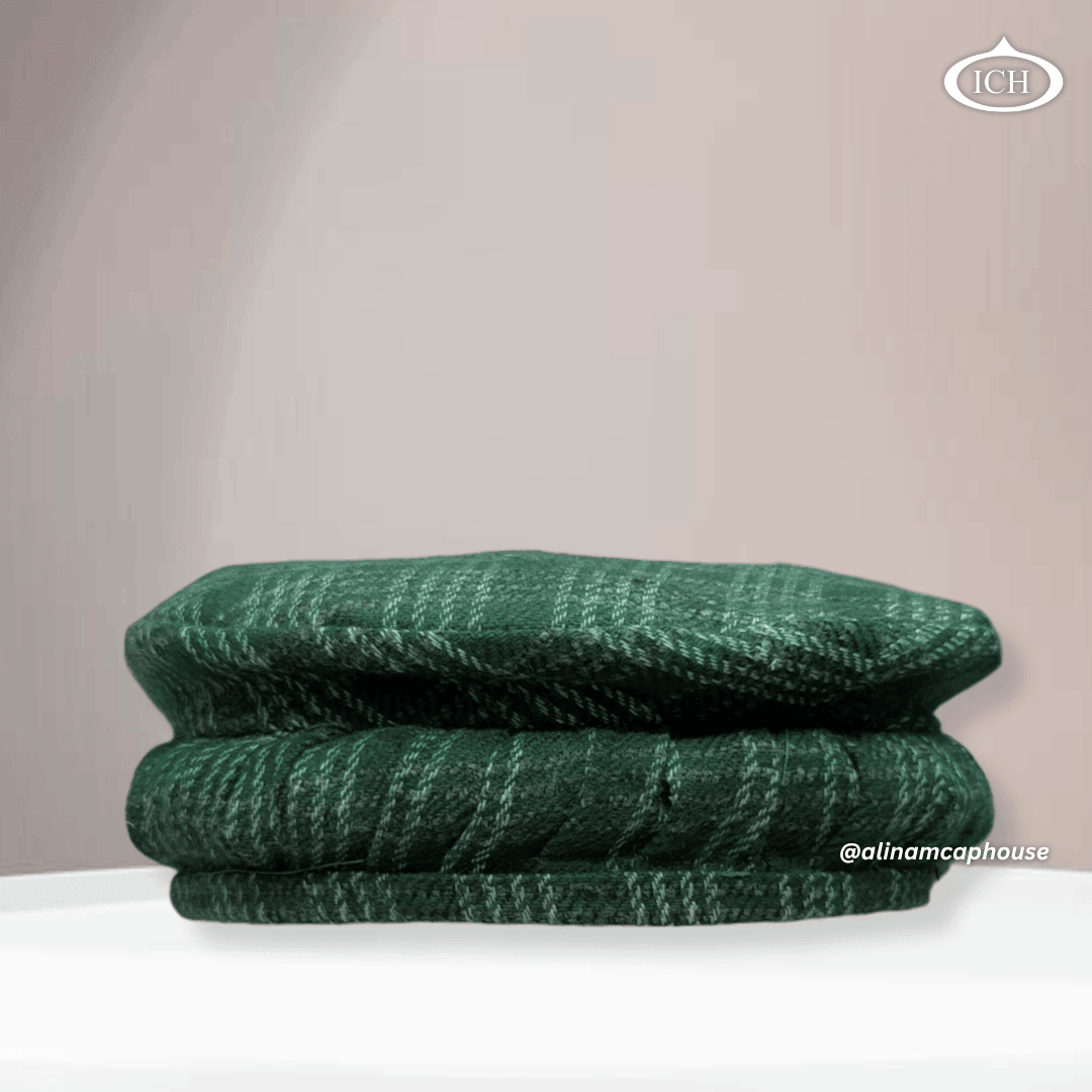 green Afghani cap, Islamic prayer topi, traditional Afghan design, rich color