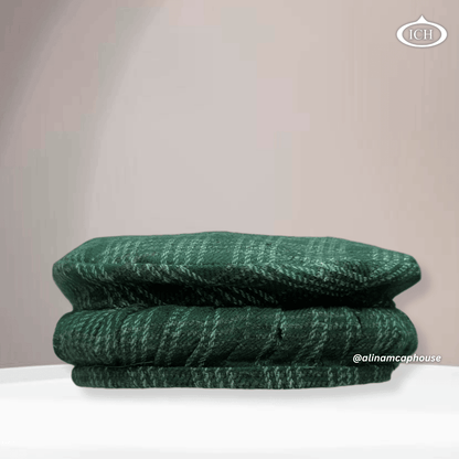 green Afghani cap, Islamic prayer topi, traditional Afghan design, rich color