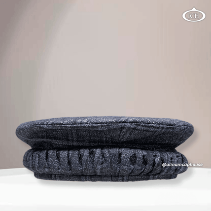 grey Afghani cap, Islamic prayer topi, traditional Afghan design, subtle hue