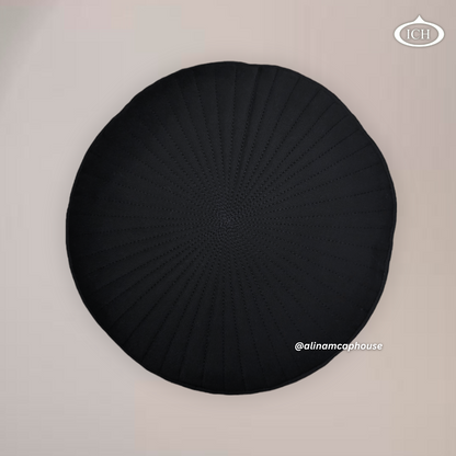 Badar Cap black, elegant kufi design, top view, Islamic essentials, AL INAM CAP HOUSE