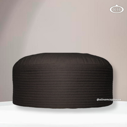 Badar Cap brown, premium Islamic prayer cap, front view, soft breathable fabric, AL INAM CAP HOUSE