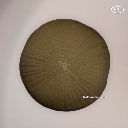 Badar Cap camel, elegant kufi design, top view, Islamic essentials, AL INAM CAP HOUSE