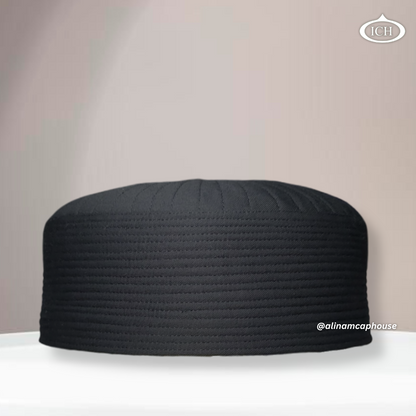 Badar Cap dark grey, premium Islamic prayer cap, front view, soft breathable fabric, AL INAM CAP HOUSE