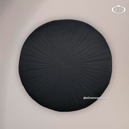 Badar Cap dark grey, elegant kufi design, top view, Islamic essentials, AL INAM CAP HOUSE