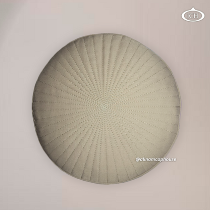 Badar Cap khaki, elegant kufi design, top view, Islamic essentials, AL INAM CAP HOUSE