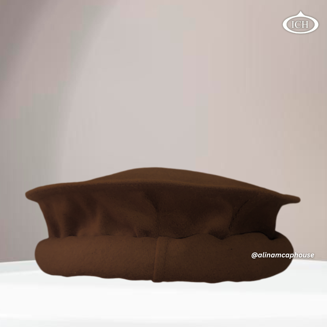 Brown blazer Kabuli cap, Islamic prayer topi, premium fabric, traditional style