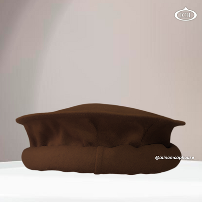 Brown blazer Kabuli cap, Islamic prayer topi, premium fabric, traditional style