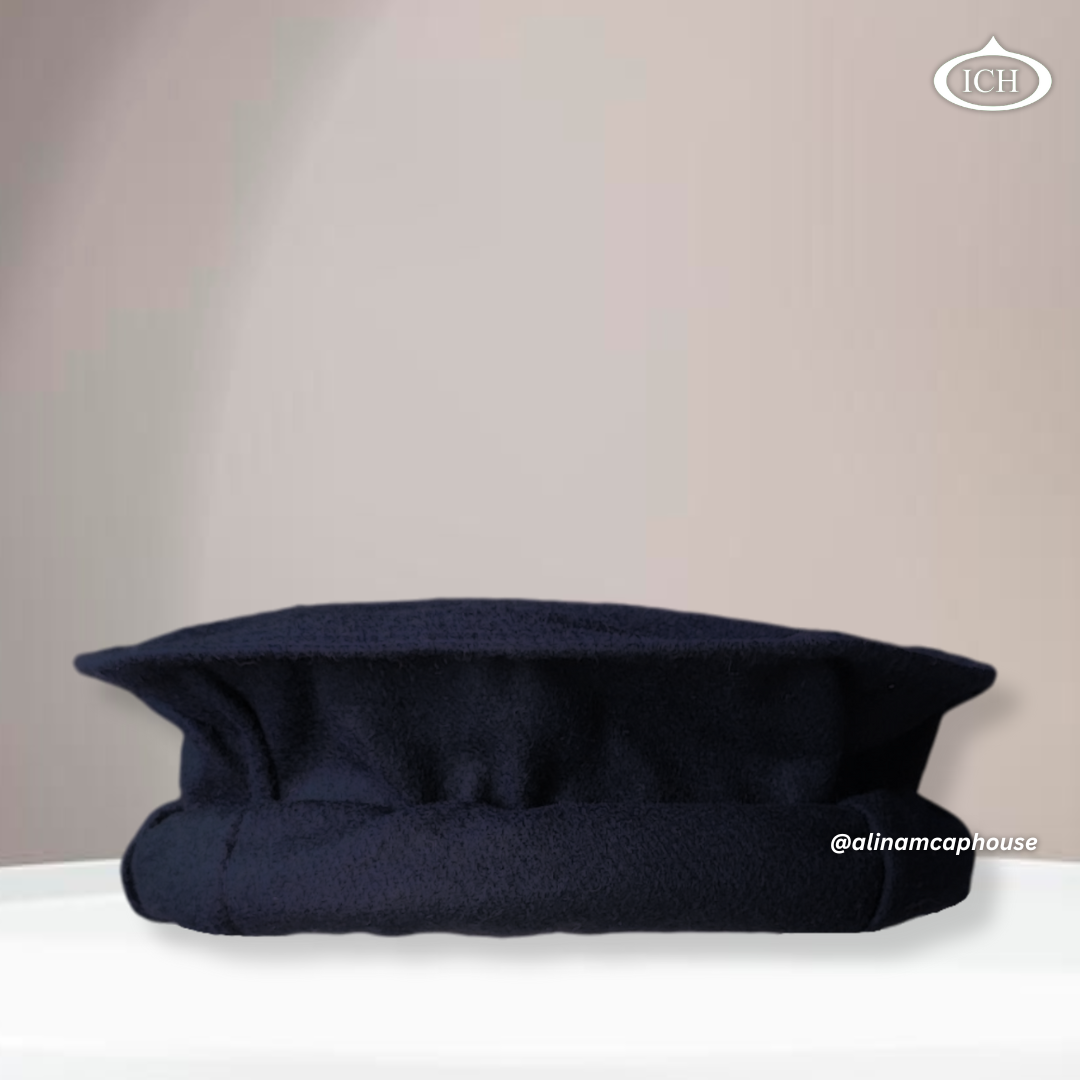 Dark blue blazer Kabuli cap, Islamic prayer topi, refined blazer fabric, elegant design