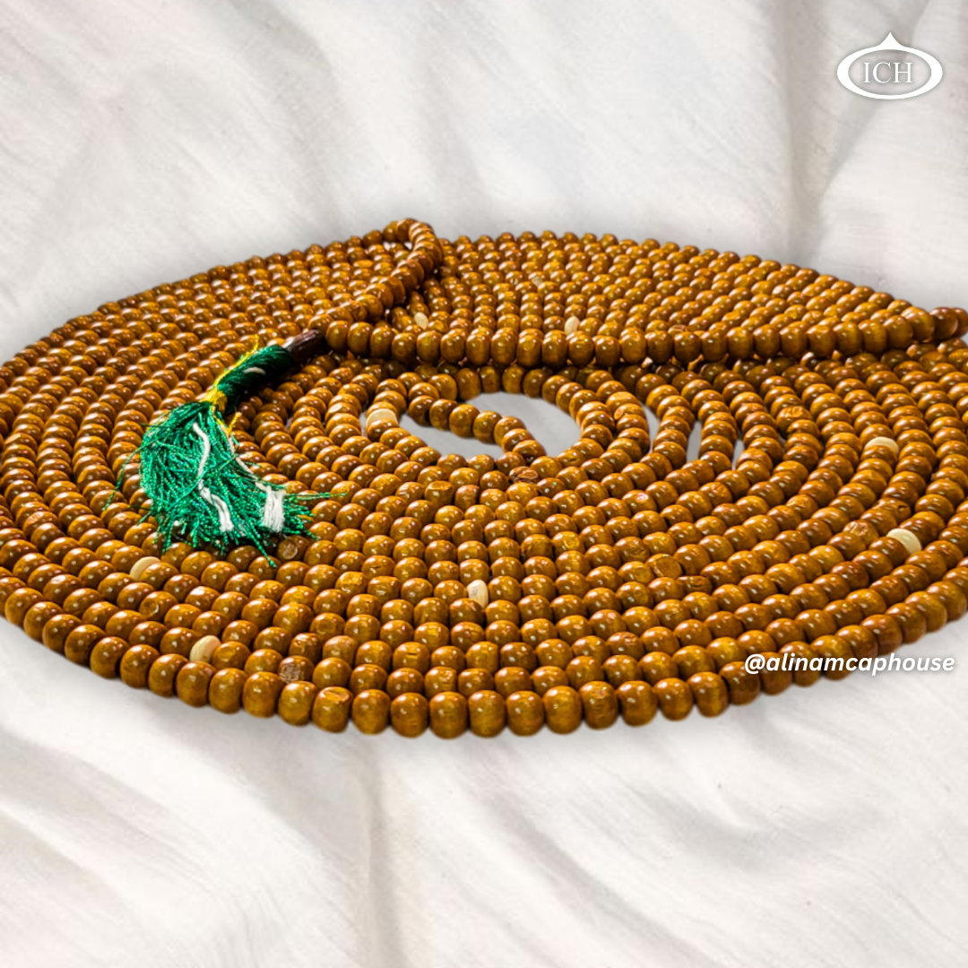 Islamic brown dhikr beads (tasbeeh) from Al Inam – durable and stylish tasbih for spiritual devotion.