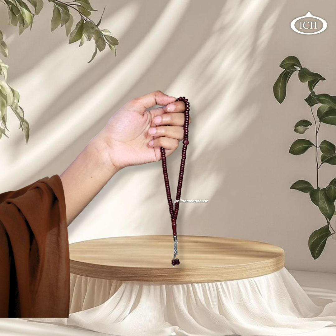 Al Inam brown Islamic prayer tasbih – handcrafted misbaha for dhikr and salah, elegant Muslim prayer beads