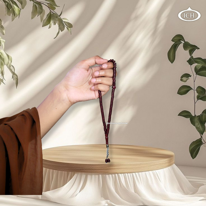 Al Inam brown Islamic prayer tasbih – handcrafted misbaha for dhikr and salah, elegant Muslim prayer beads