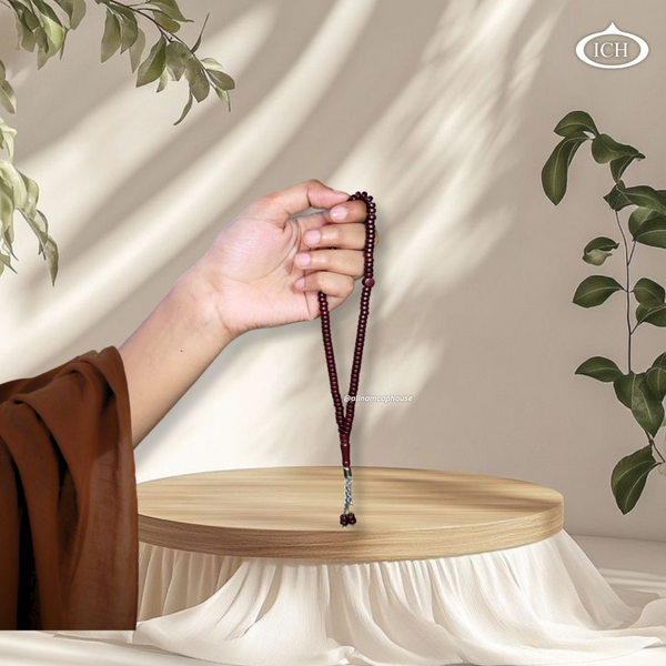 Al Inam brown Islamic prayer tasbih – handcrafted misbaha for dhikr and salah, elegant Muslim prayer beads