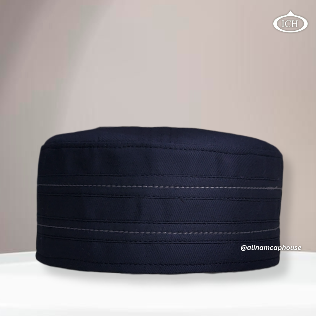 Al Inam Cap blue, serene Islamic prayer cap, front view, soft breathable fabric, AL INAM CAP HOUSE