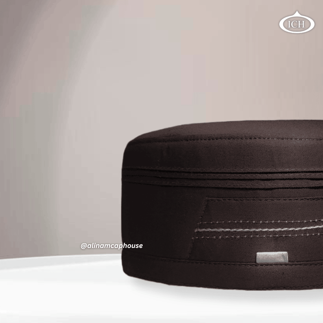 Al Inam Cap brown, Muslim prayer cap, side view, comfortable fit, AL INAM CAP HOUSE
