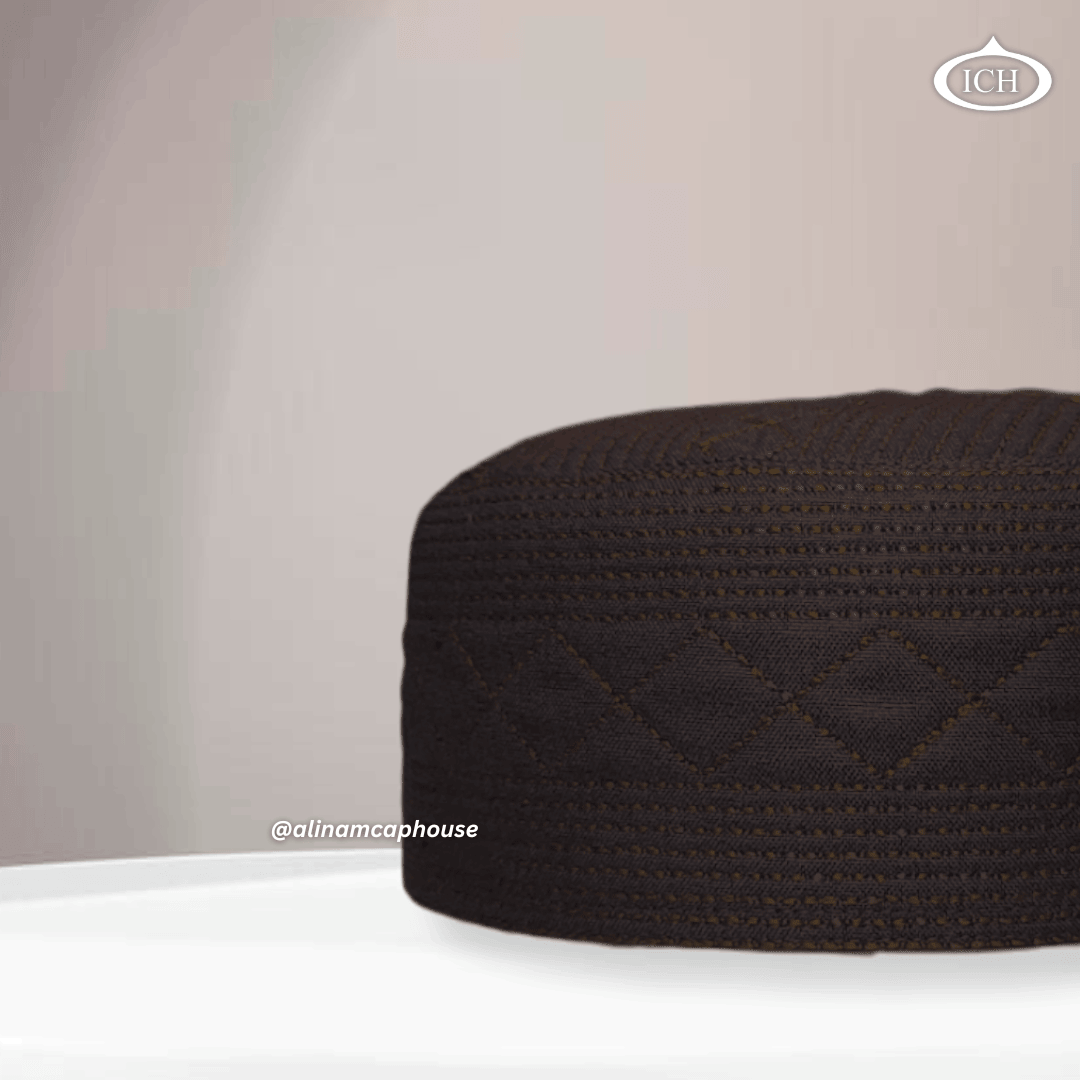 Al Inam Cap brown, Muslim prayer cap, side view, comfortable fit, AL INAM CAP HOUSE