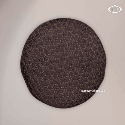 Al Inam Cap brown, elegant kufi design, top view, Islamic essentials, AL INAM CAP HOUSE