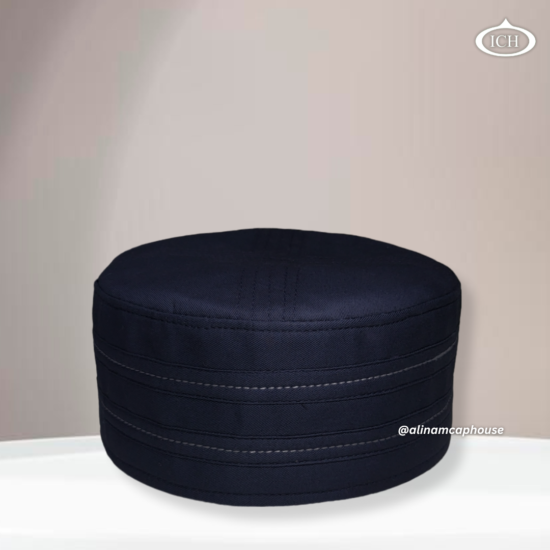 Al Inam Cap blue, serene Islamic cap, angled view, tradition and devotion, AL INAM CAP HOUSE