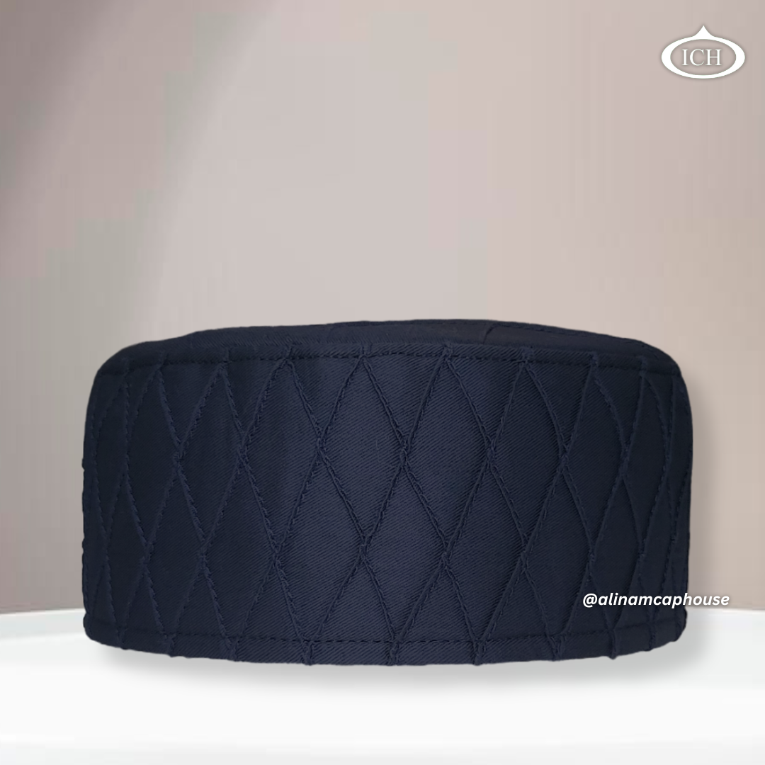 Al Inam Cap blue, serene Islamic prayer cap, front view, soft breathable fabric, AL INAM CAP HOUSE