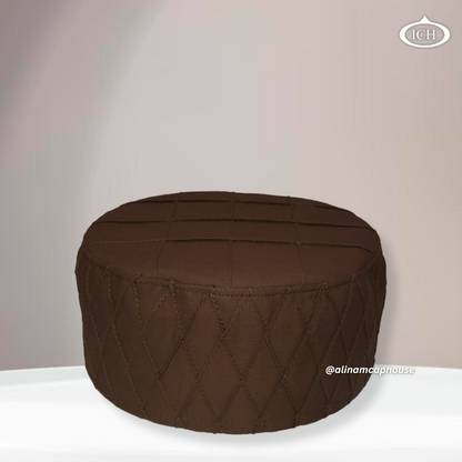 Al Inam Cap brown, earthy Islamic cap, angled view, tradition and devotion, AL INAM CAP HOUSE