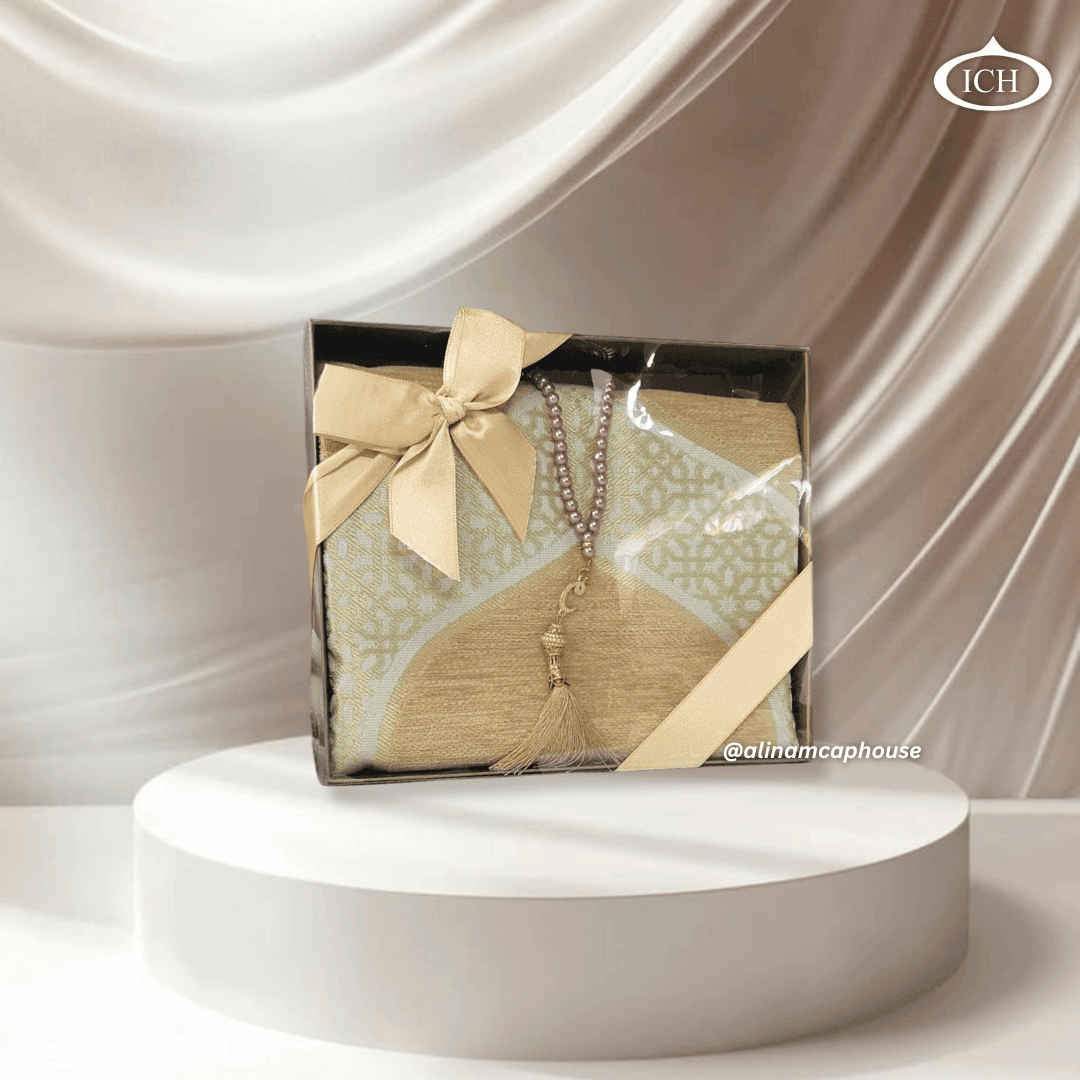 Al Inam Exclusive Eid Presentation Set – Luxury Islamic prayer essentials designed for comfort, beauty, gifting and spirituality.