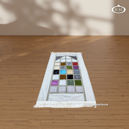 Luxury Grey Al Inam Janamaz – Soft and cushioned prayer mat for spiritual focus during salah and sujood.