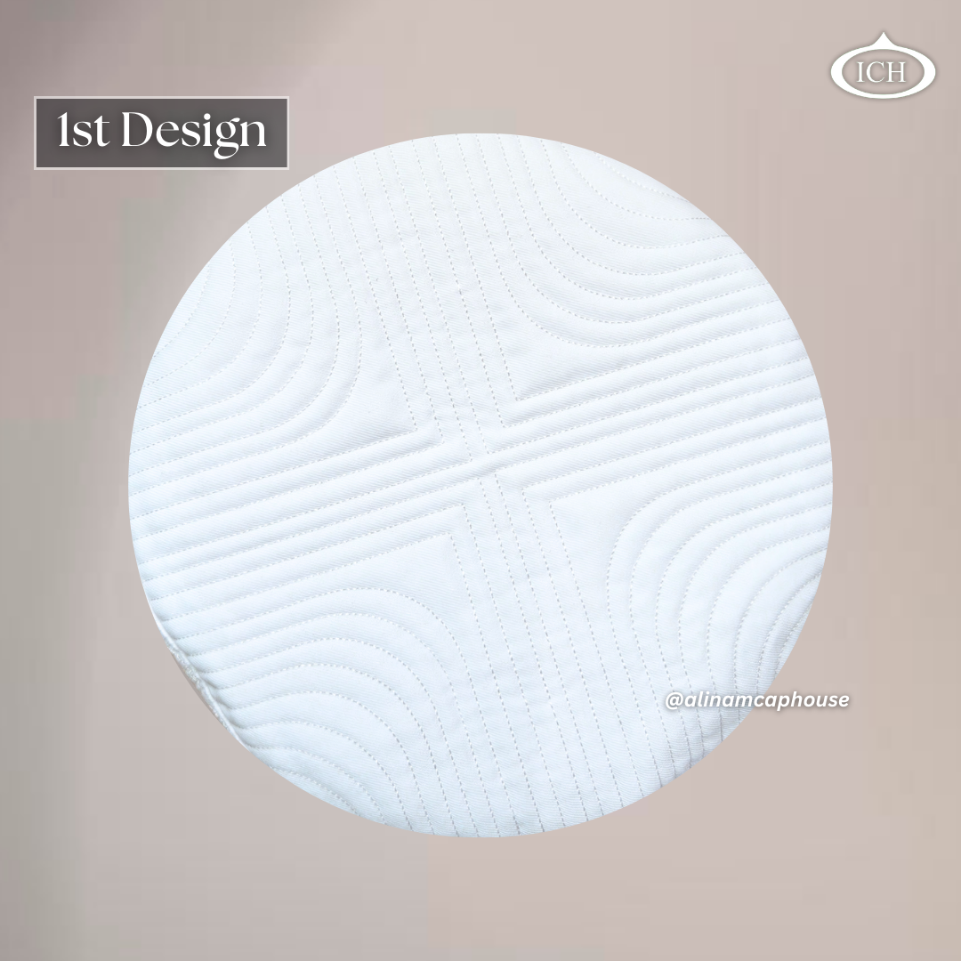 Al Inam JJ Style Cap white by Junaid Jamshed, elegant kufi design, top view, Islamic essentials, AL INAM CAP HOUSE