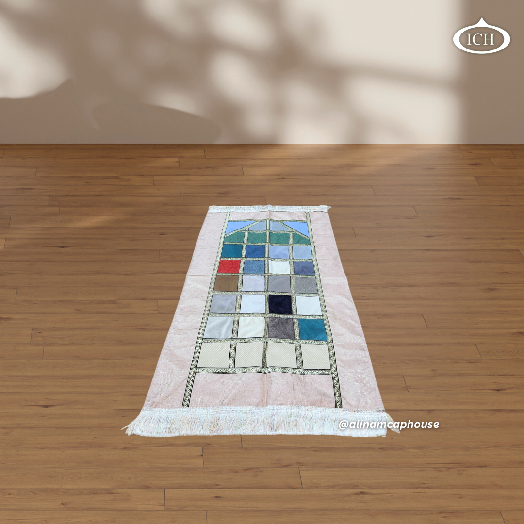 Beautiful Off White Al Inam Janamaz – Soft cushioned prayer mat enhancing comfort and spiritual connection during prayer.