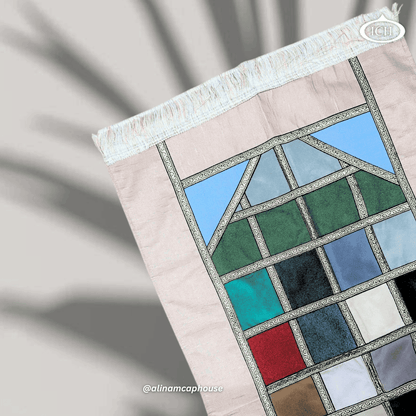 Al Inam Off White Muslim Prayer Mat – Elegant Islamic Janamaz made from soft, premium fabric for peaceful salah.