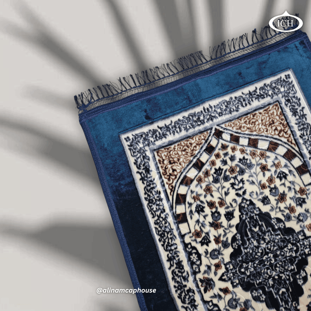 Al Inam prayer mat P05, full top layout of prayer rug, detailed design, smooth surface of janamaz