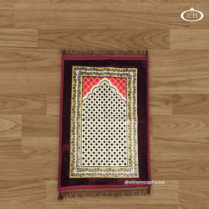 Al Inam prayer mat P07 front view, Islamic prayer rug, soft fabric and elegant design