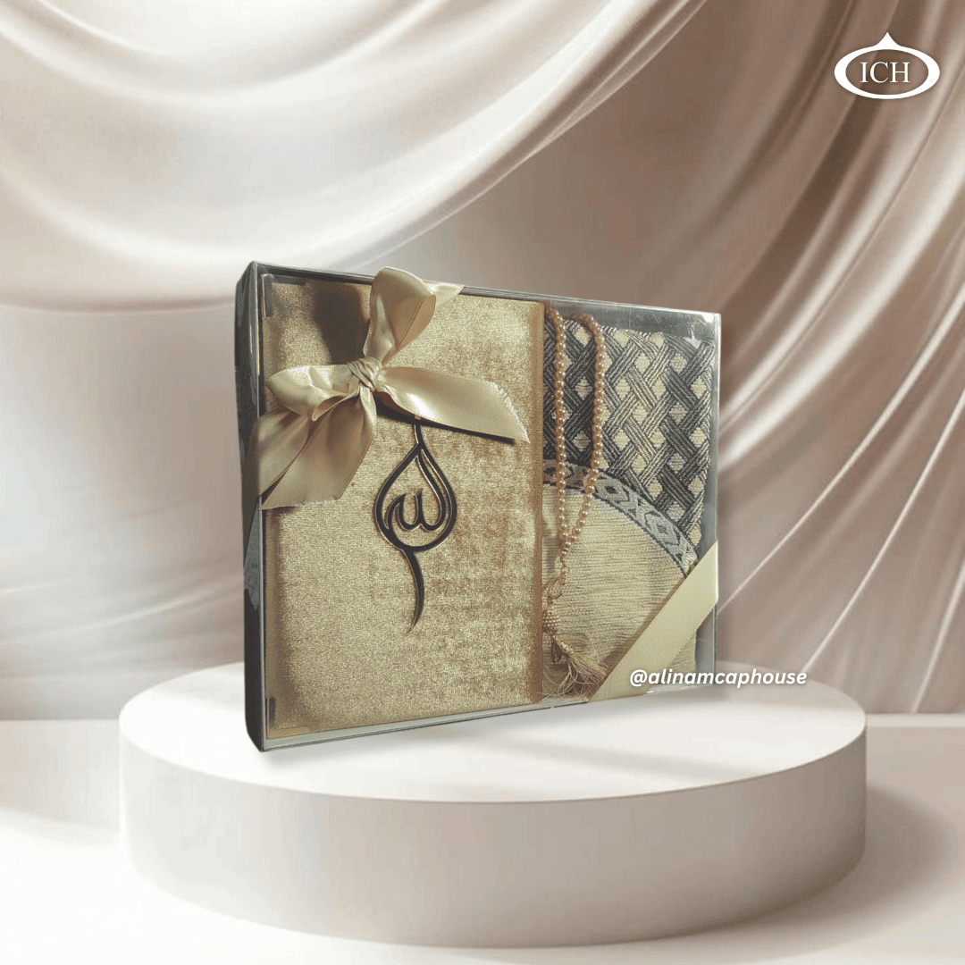 Al Inam Premium Eid Gift Collection ICH-0000-E12 – beautifully crafted prayer mat and matching tasbih beads, ideal for Eid, daily salah and spiritual reflection.