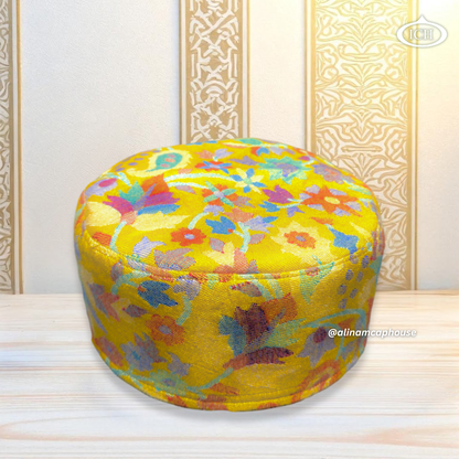 Al Inam Signature Kashmiri Topi ICH-0003-K03 top view – beautifully handcrafted Muslim prayer cap with fine embroidery finishing, premium quality by Al Inam Cap House, New Delhi.