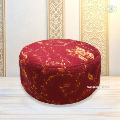 Al Inam Signature Kashmiri Topi ICH-0004-K02 top view – traditional yet modern Muslim prayer cap with fine embroidery finishing, premium quality by Al Inam Cap House, New Delhi.