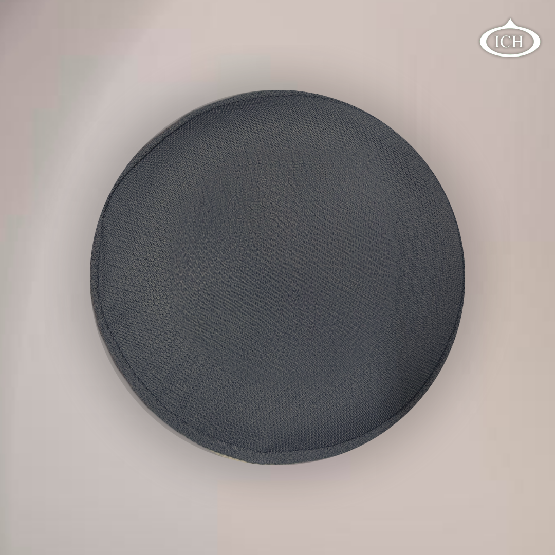 Al Inam Signature Islamic Prayer Cap white & black, top view, stretchable free size, AL INAM CAP HOUSE