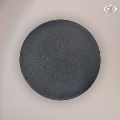 Al Inam Signature Islamic Prayer Cap white & black, top view, stretchable free size, AL INAM CAP HOUSE