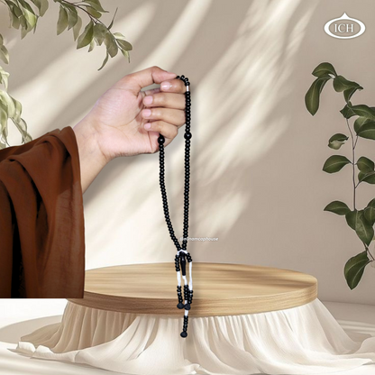 Al Inam single black tasbih for dhikr – elegant Islamic prayer beads misbaha handmade for Muslim worship