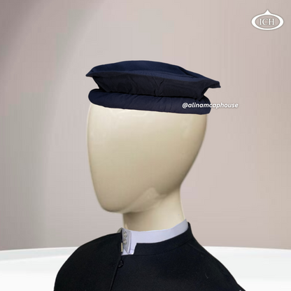 Dark blue velvet Kabuli cap, soft Islamic prayer topi, rich velvet Afghan design, AL INAM CAP HOUSE