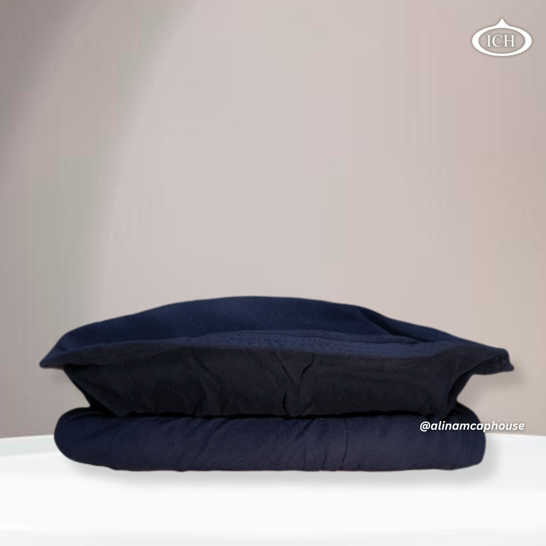 Dark blue velvet Kabuli cap, premium Islamic prayer cap, traditional Afghan topi, soft velvet finish, AL INAM CAP HOUSE