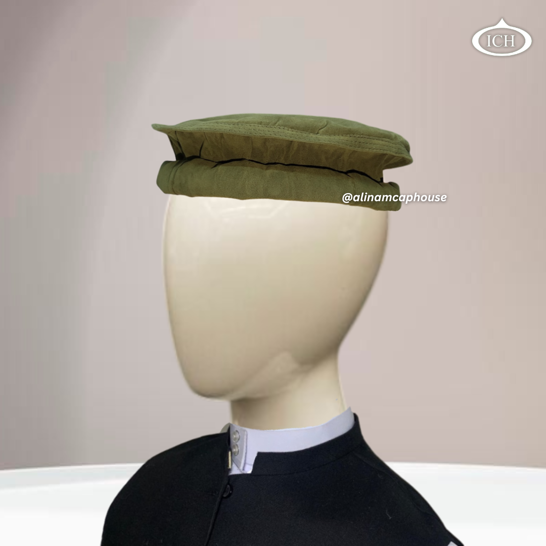 Green velvet Kabuli cap, soft velvet Islamic prayer topi, Afghan style cap for men, AL INAM CAP HOUSE