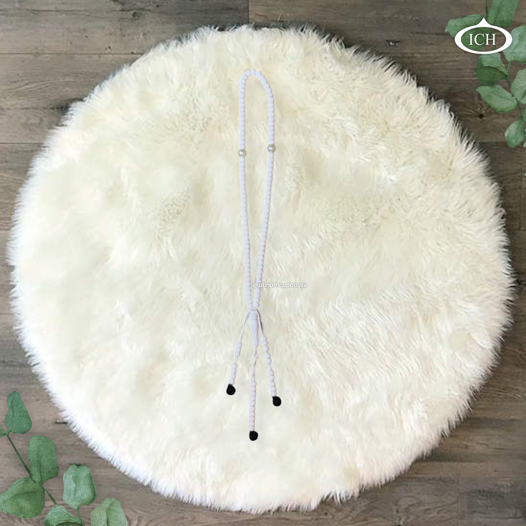White Islamic prayer beads Al Inam Tasbih – classic misbaha for dhikr and tasbeeh prayer elegant Muslim gif