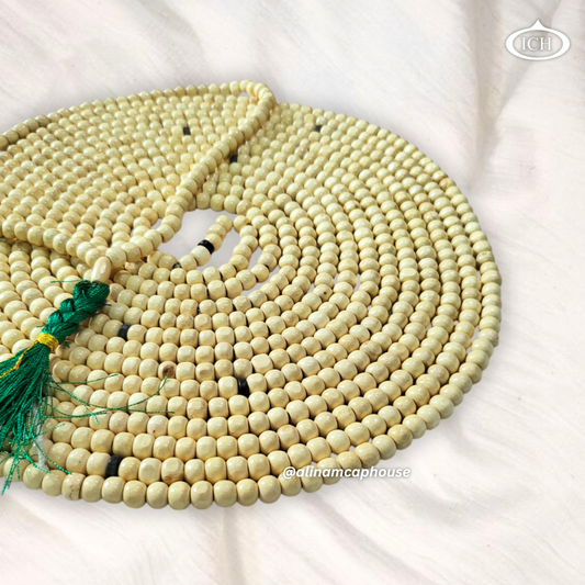 Al Inam White hazara Tasbih Islamic Prayer Beads for Dhikr, Muslim Tasbeeh, Spiritual Accessories